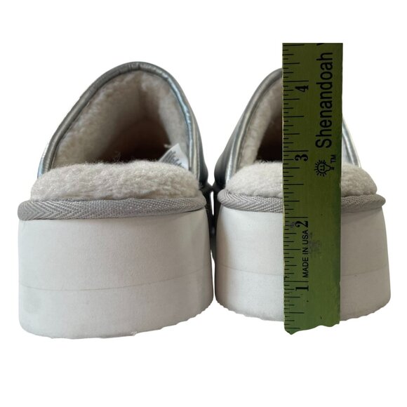 Maeve Puffy Platform Slippers Womens L 10 11 Silver Slip On Slide Puffer Quilted - Picture 10 of 13